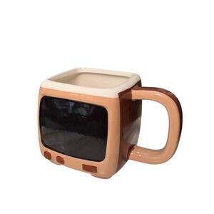 Zak Designs Retro TV Mug Square Ceramic Brown Screen Buttons Handle